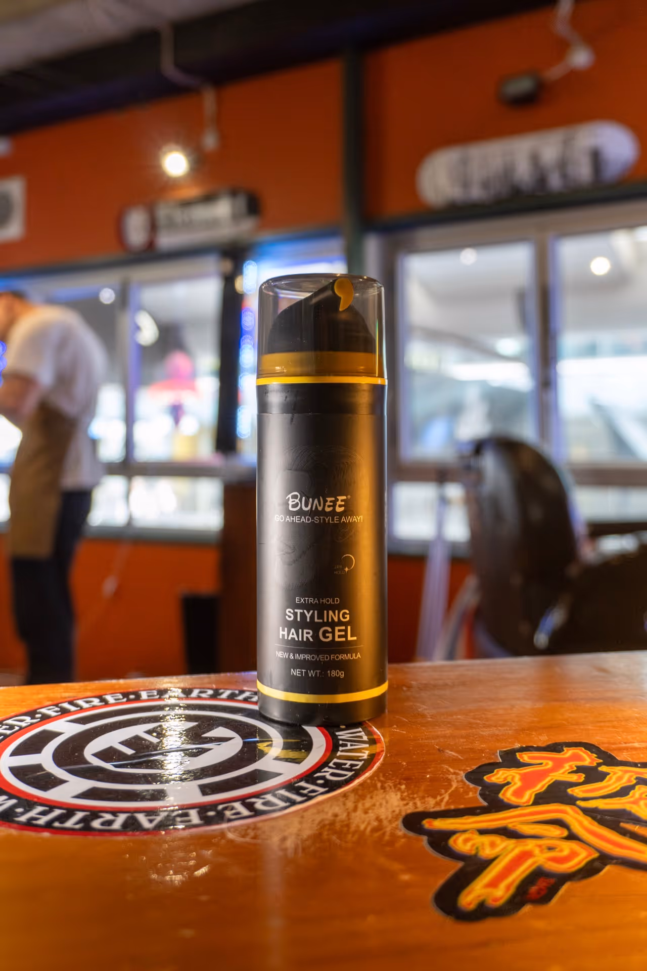 a hair gel on a table